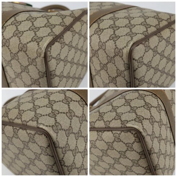 GUCCI GG Supreme Web Sherry Line Boston Bag PVC Beige Gold 40 02 007 Auth 144173 - Picture 16 of 16